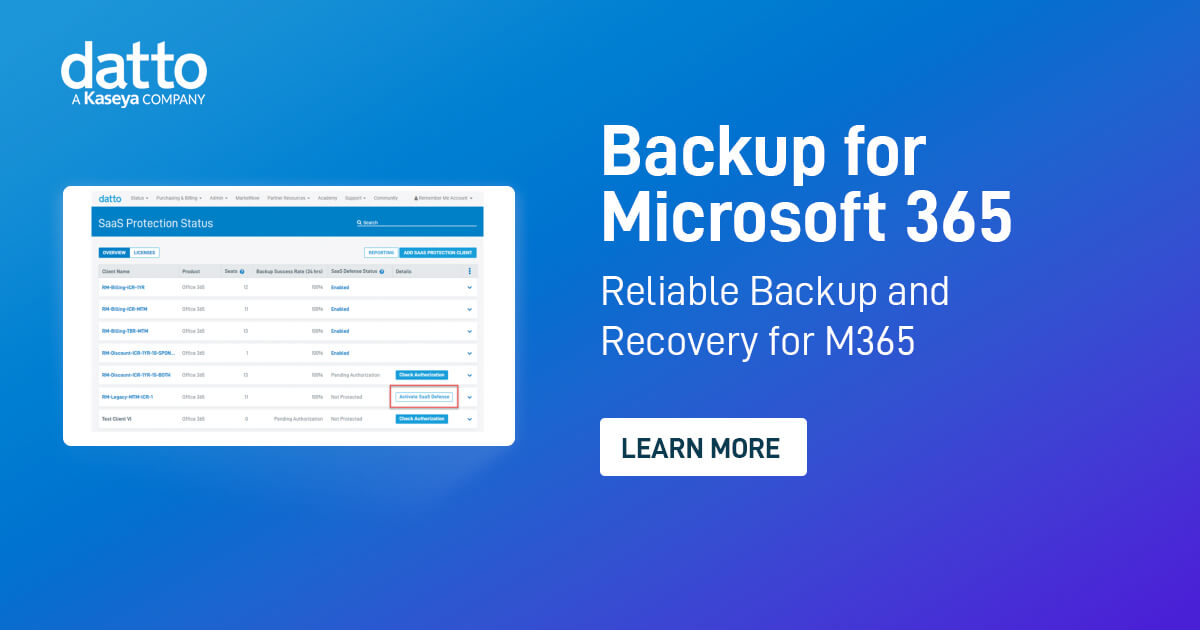 Microsoft 365 Backup Solutions For Msps Datto Saas Protection Microsoft 365 Backup Solutions For Msps Datto Saas Protection